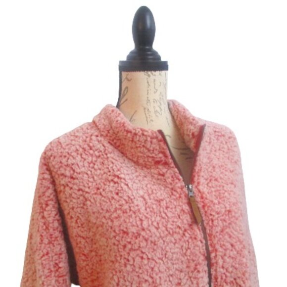 Time & Tru  Women's Pink Cream Piled Fleece 1/4 Zip Pull Over - Picture 1 of 7
